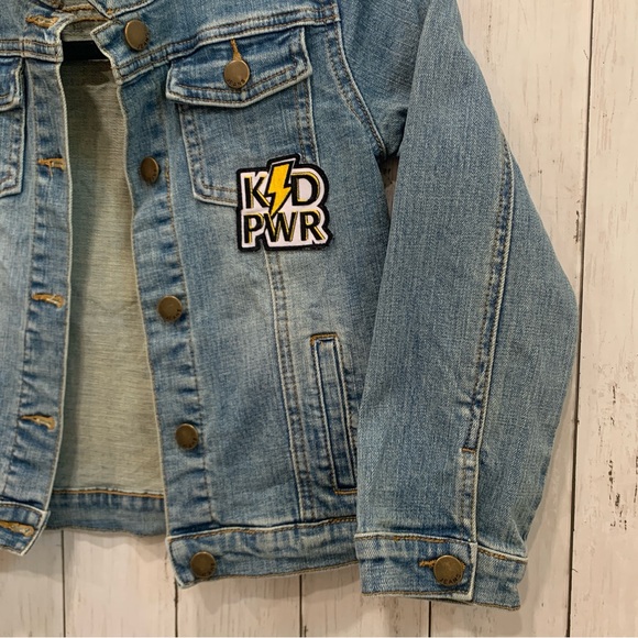 Wee Monster Girl's Denim Jacket Size 8 Heart electric patch cotton kid power - Picture 6 of 15